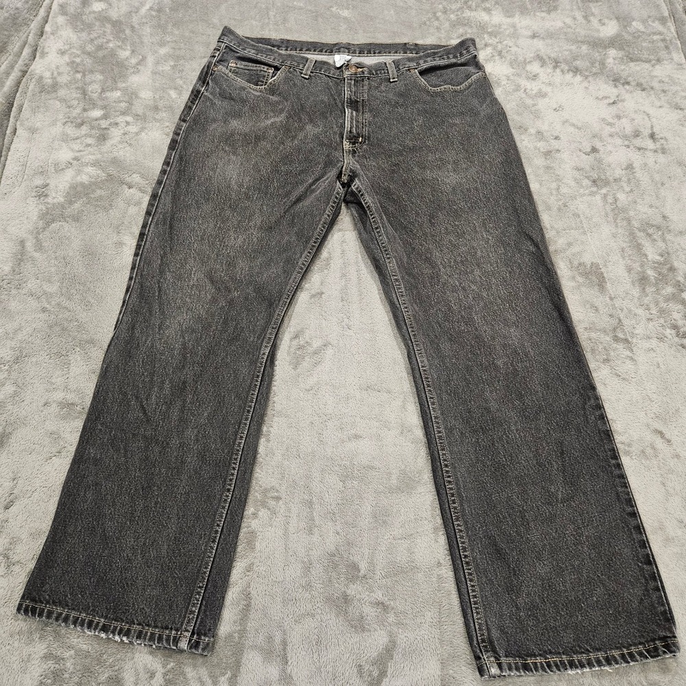 Faded Glory Mens Relaxed Fit Jeans 40/32 39/31 Washed Black Straight Leg Denim